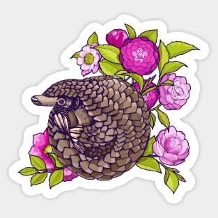 Pangolin with flowers Sticker